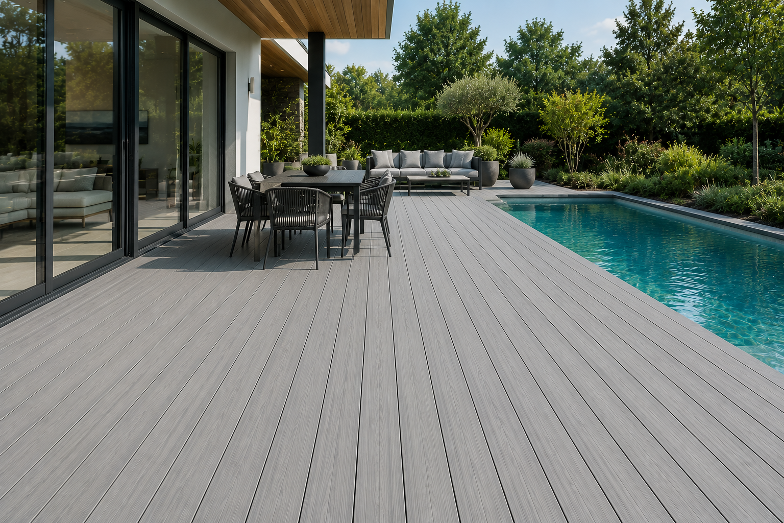 Composite terrasse Dark Grey texturée