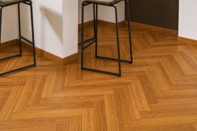 Parquet massif iroko chevron 
