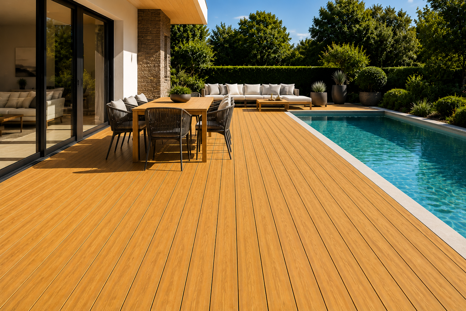 Composite terrasse Teak texturée