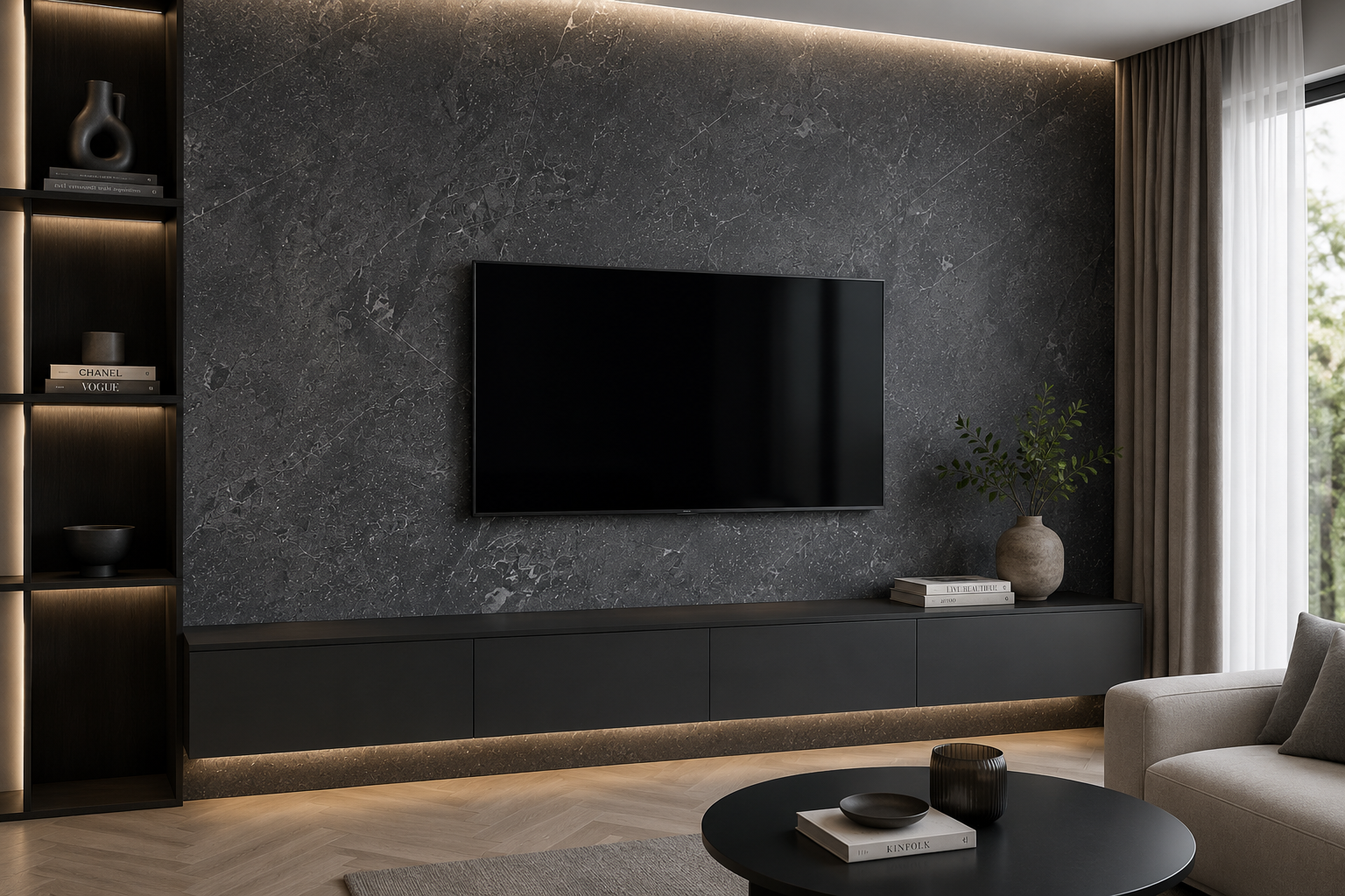 Panneau spc effet marbre noir 847